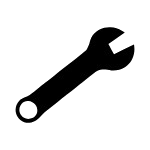 Black wrench icon representing maintenance or settings.